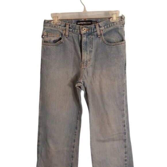 Express Jeans Size 3/4R Womens Boot Cut Light Wash Denim Blue Destroyed - Picture 8 of 11